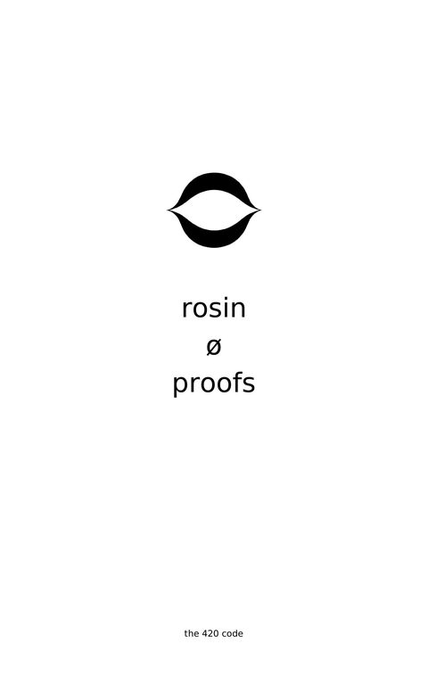 Rosin Ø Proofs, the cover